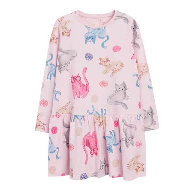 Рокля с дълъг ръкав, цвят: Бежов