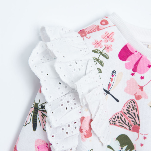 Блуза с дълъг ръкав, цвят: Бял