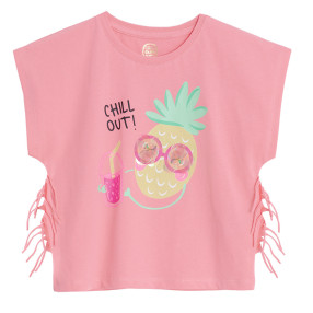 Блуза с къс ръкав, цвят: Розов