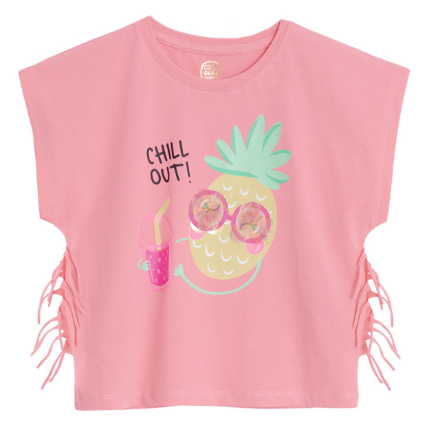 Блуза с къс ръкав, цвят: Розов