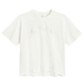 Блуза с къс ръкав, цвят: Бял