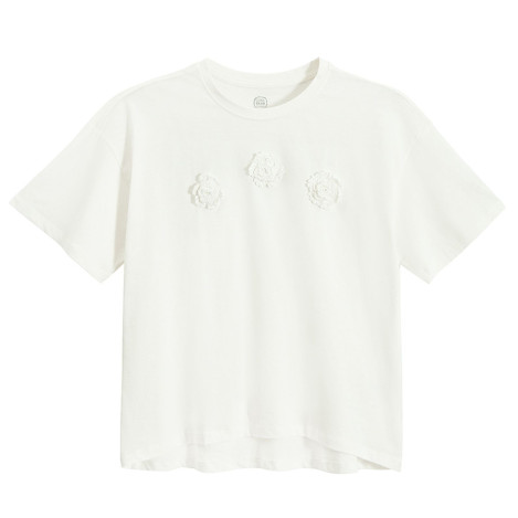 Блуза с къс ръкав, цвят: Бял