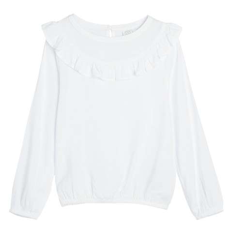 Блуза с дълъг ръкав, цвят: Бял
