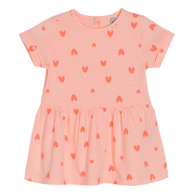 Рокля с къс ръкав, цвят: Флуоресцентен корал