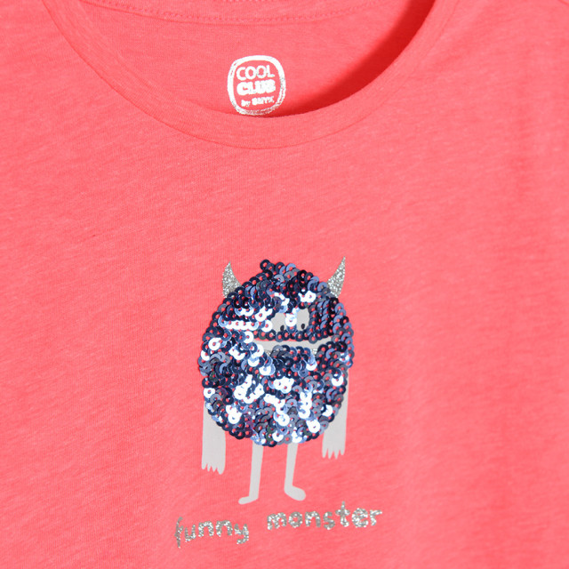 Тениска с дълъг ръкав, цвят: Флуоресцентен корал