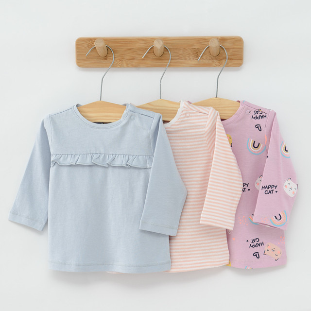 Тениска с дълъг ръкав 3бр., цвят: Микс