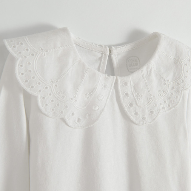 Блуза с дълъг ръкав, цвят: Бял