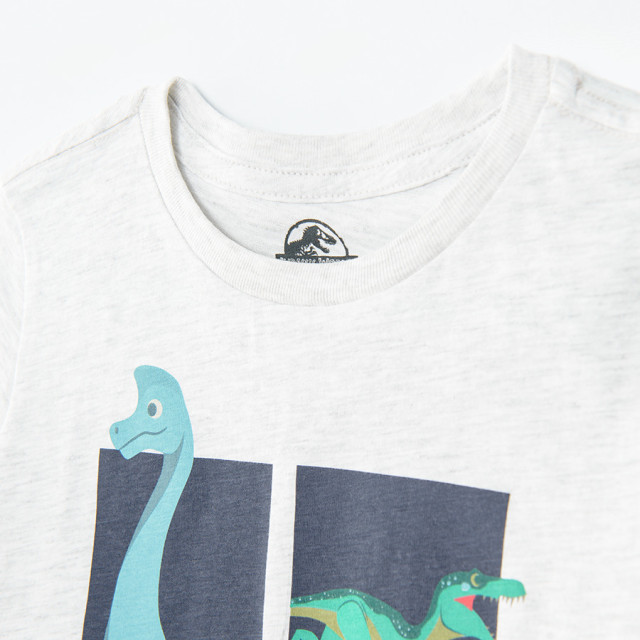 Тениска с къс ръкав JURASSIC WORLD, цвят: Бежов меланж