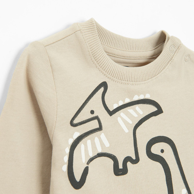 Тениска с дълъг ръкав, цвят: Бежов