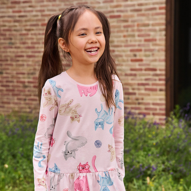 Рокля с дълъг ръкав, цвят: Бежов