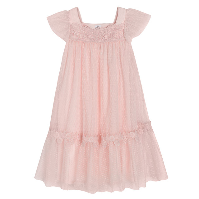 Рокля с къс ръкав, цвят: Светло розов