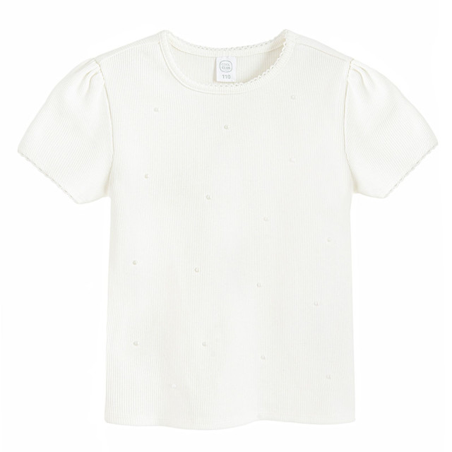 Блуза с къс ръкав, цвят: Бял