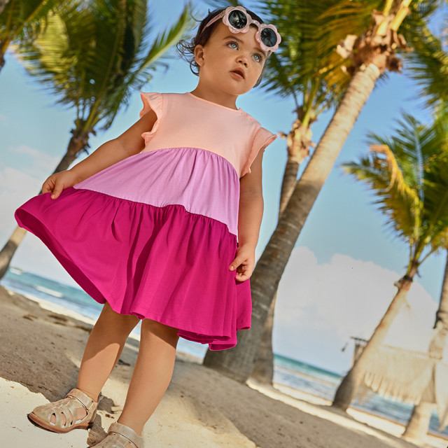 Рокля с къс ръкав, цвят: Розов