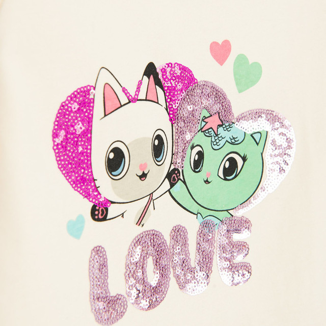 Тениска с дълъг ръкав GABBY’S DOLLHOUSE, цвят: Бял