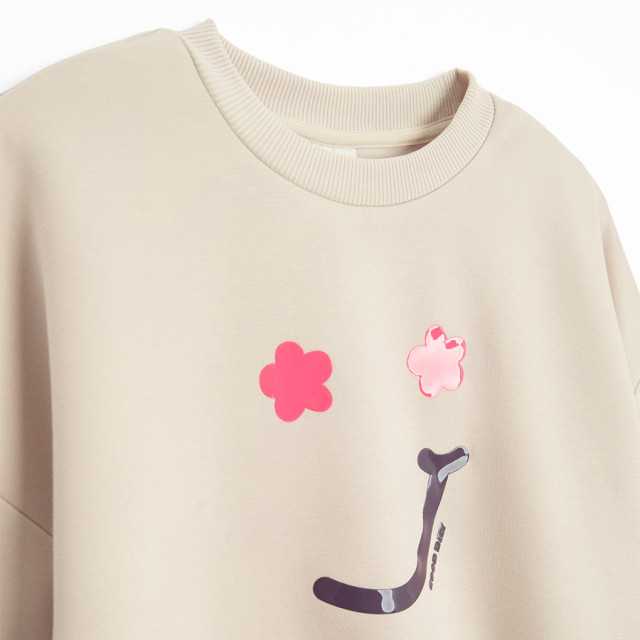 Блуза с дълъг ръкав, цвят: Кремав