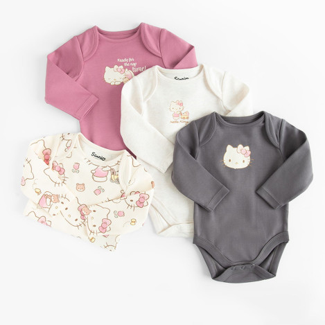 Боди с дълъг ръкав 4бр. HELLO KITTY, цвят: Микс