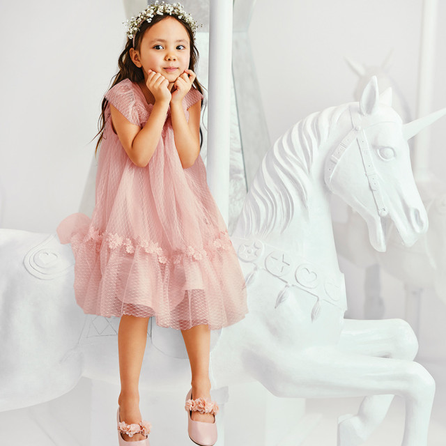 Рокля с къс ръкав, цвят: Светло розов