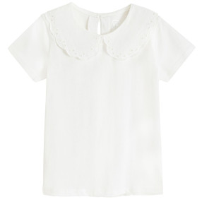 Блуза с къс ръкав, цвят: Бял