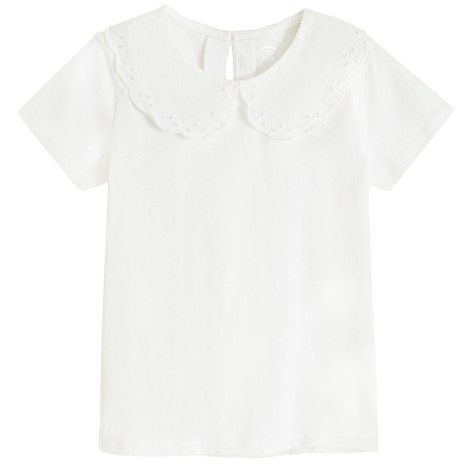 Блуза с къс ръкав, цвят: Бял