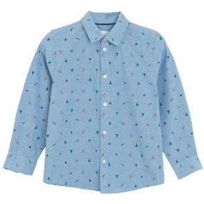 Риза с дълъг ръкав, цвят: Светло син