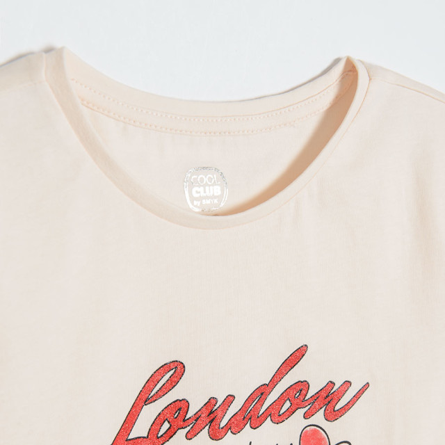 Тениска с къс ръкав, цвят: Екрю