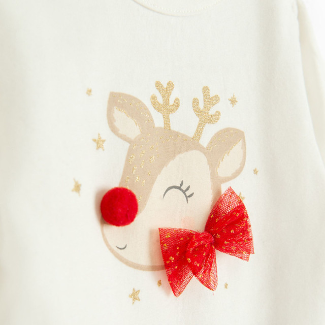 Боди с дълъг ръкав, цвят: Бял