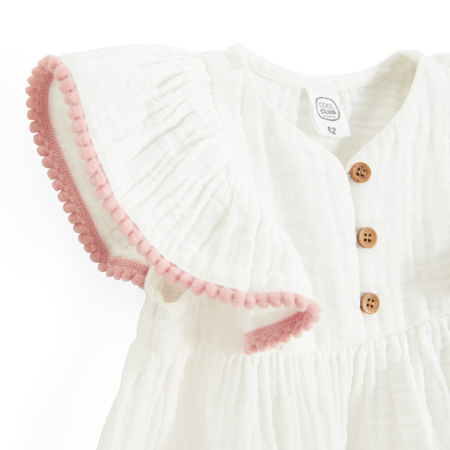 Рокля с къс ръкав, цвят: Кремав