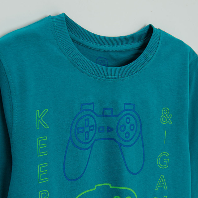 Тениска с дълъг ръкав, цвят: Тюркоазен