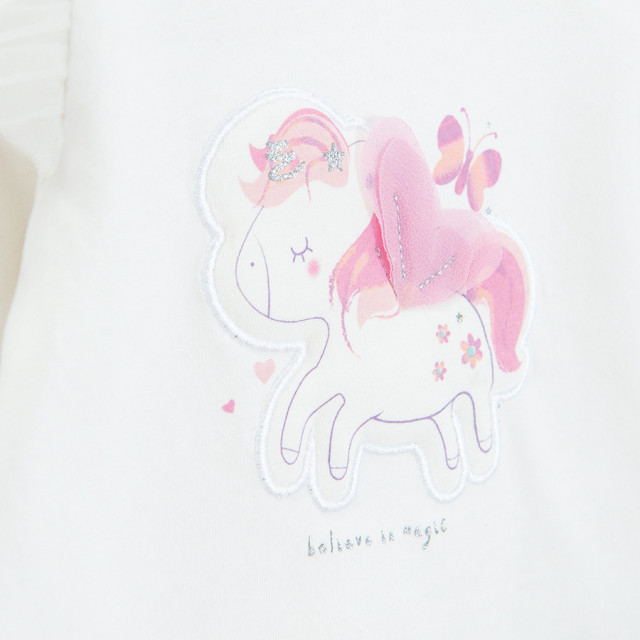 Блуза с дълъг ръкав, цвят: Кремав