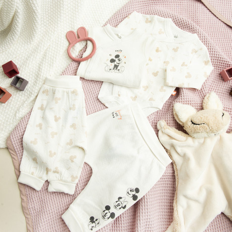 Боди с дълъг ръкав 2бр. MICKEY & FRIENDS, цвят: Кремав