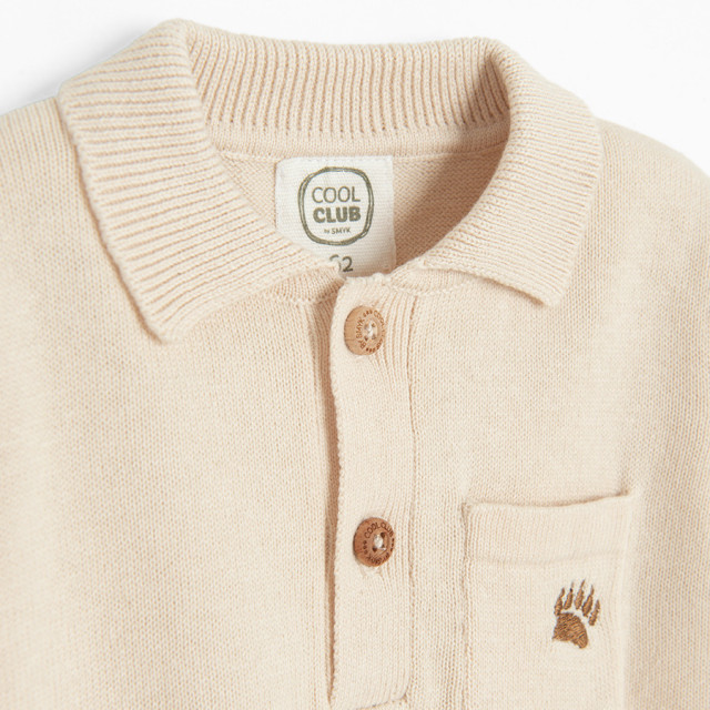 Тениска ПОЛО с дълъг ръкав, цвят: Бежов меланж