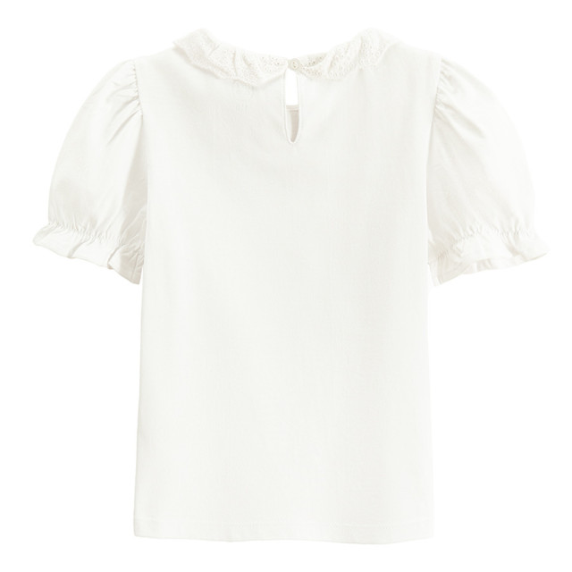 Блуза с къс ръкав, цвят: Бял