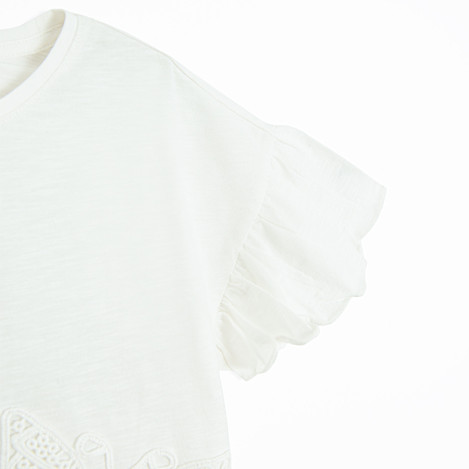 Блуза с къс ръкав, цвят: Бял