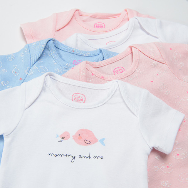 Боди с къс ръкав 5бр., цвят: Микс