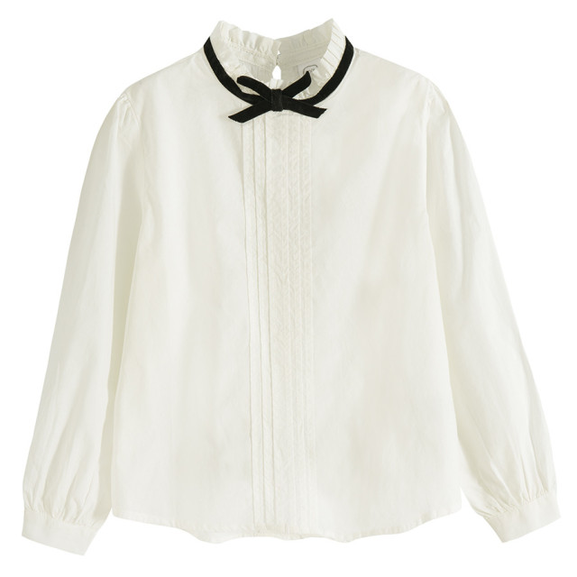 Блуза с дълъг ръкав, цвят: Бял