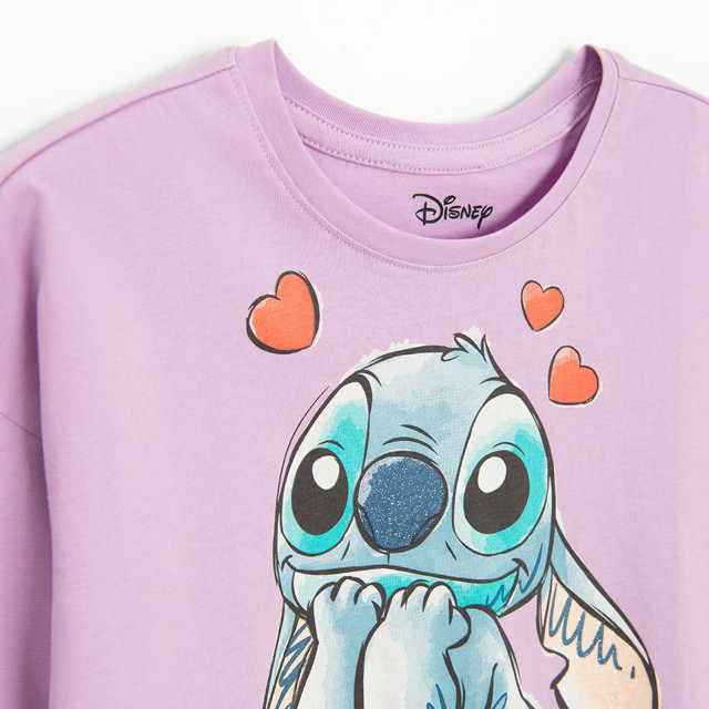 Тениска с дълъг ръкав LILO & STITCH, цвят: Виолетов