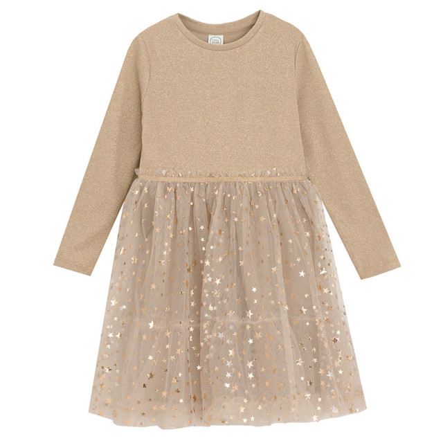 Рокля с дълъг ръкав, цвят: Бежов