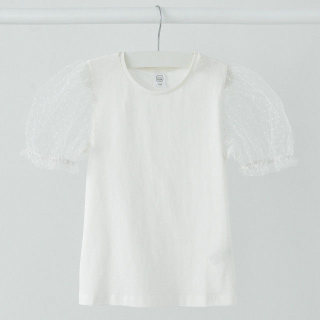 Блуза с къс ръкав, цвят: Бял