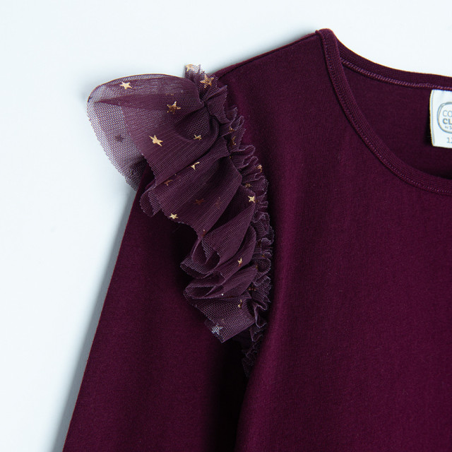 Рокля с дълъг ръкав, цвят: Бургунди