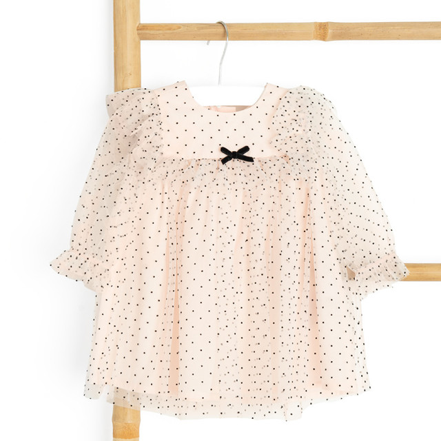 Рокля с дълъг ръкав, цвят: Светло бежово