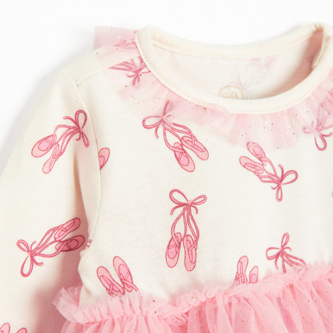 Рокля с дълъг ръкав, цвят: Кремав