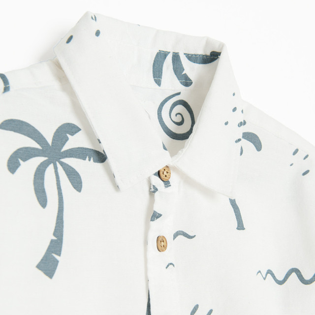 Риза с къс ръкав, цвят: Бял