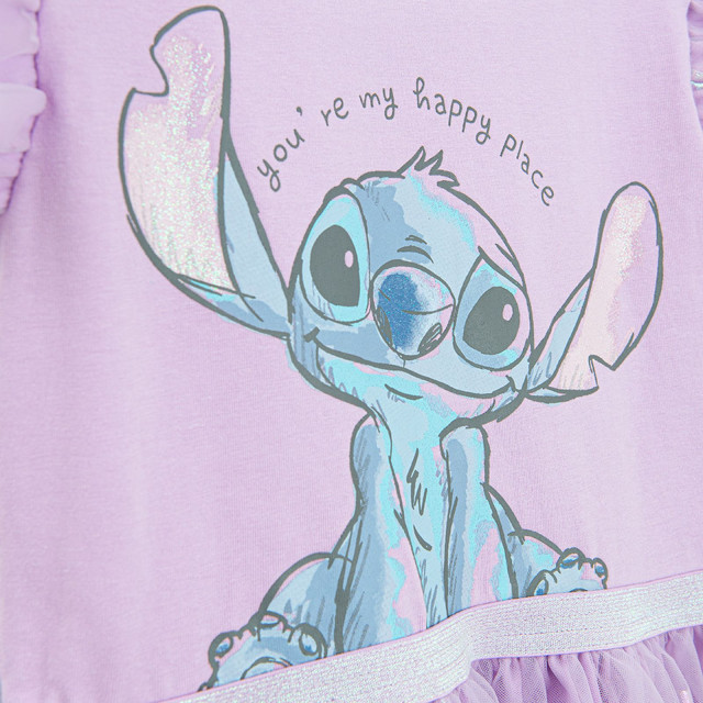 Рокля с къс ръкав LILO & STITCH, цвят: Виолетов