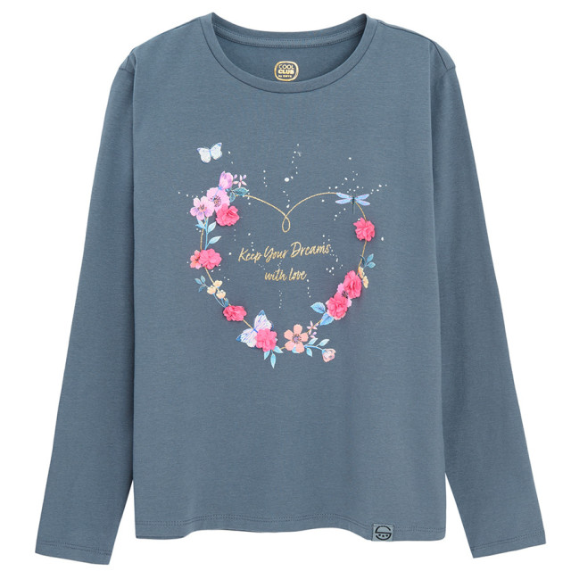 Тениска с дълъг ръкав, цвят: Сив