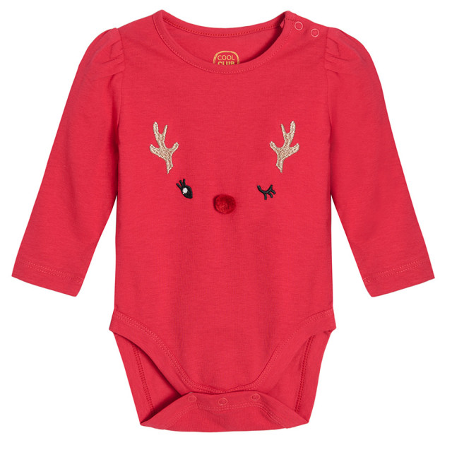 Боди с дълъг ръкав, цвят: Червен