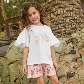 Блуза с къс ръкав, цвят: Бял