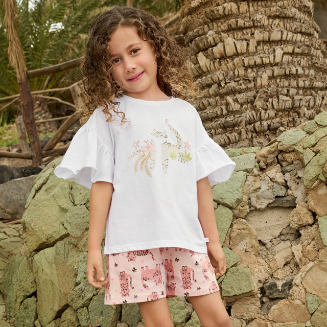 Блуза с къс ръкав, цвят: Бял