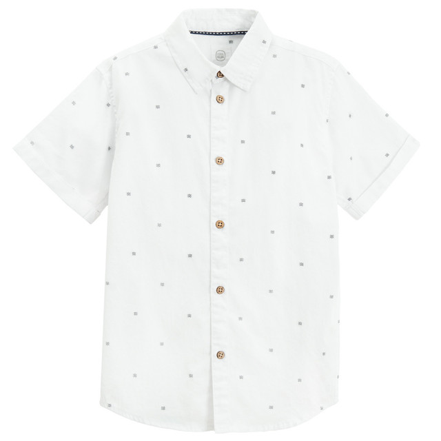 Риза с къс ръкав, цвят: Бял