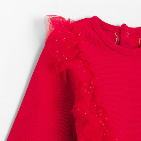 Боди с дълъг ръкав, цвят: Червен