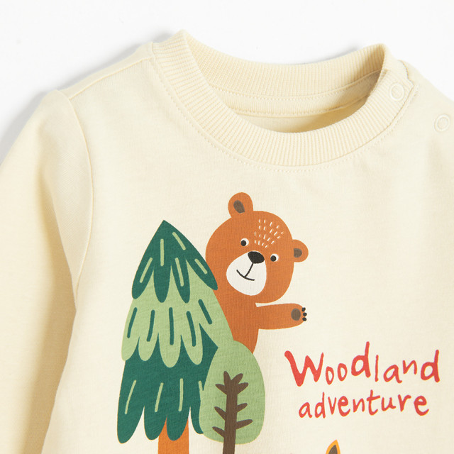 Тениска с дълъг ръкав, цвят: Кремав